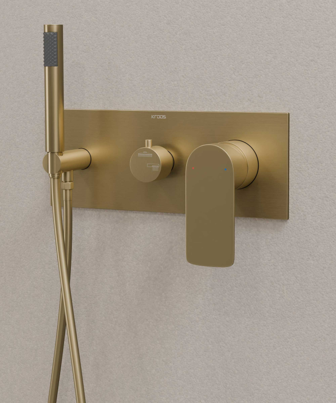 Two-Function Concealed Shower Column - Brushed Gold - Nunki