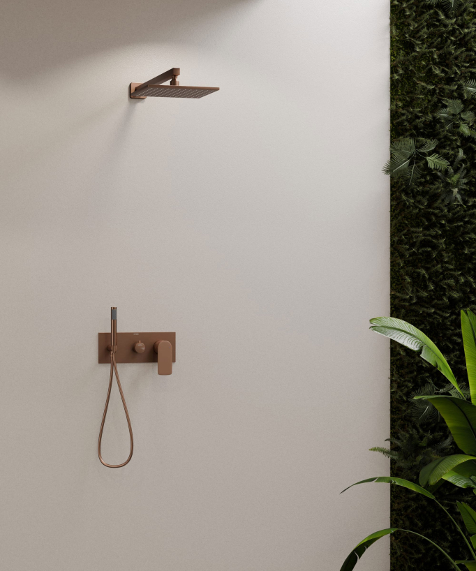Two-Function Concealed Shower Column - Brushed Rose Gold - Nunki