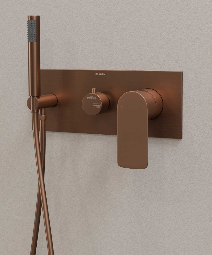 Two-Function Concealed Shower Column - Brushed Rose Gold - Nunki
