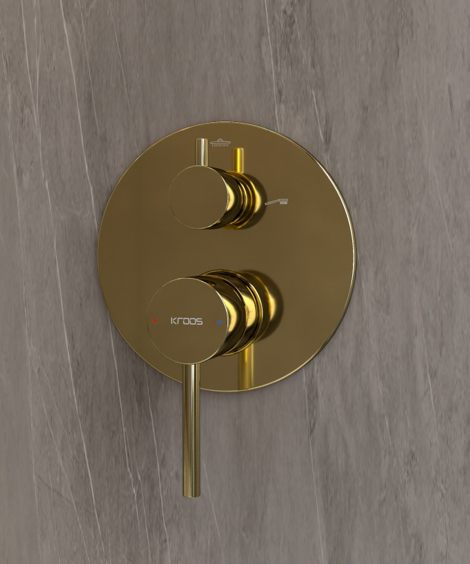 Modern Concealed Shower Kit with Rain Jet - Gold - Corbeau