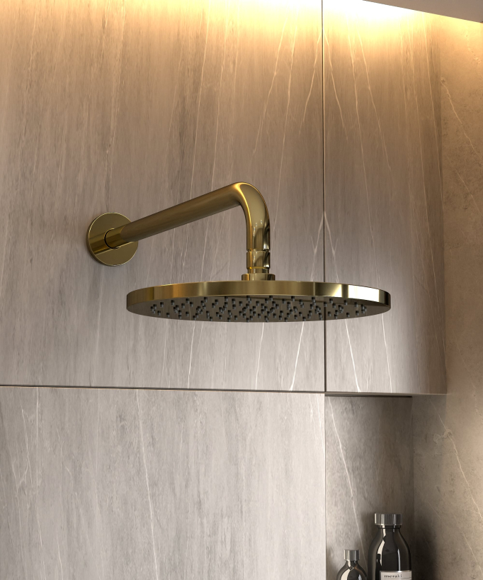 Modern Concealed Shower Kit with Rain Jet - Gold - Corbeau