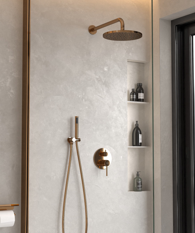 Modern Concealed Shower Kit with Rain Jet - Rose Gold - Corbeau