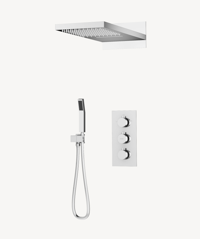 Thermostatic Concealed Shower Column with Dual Function Rain and Waterfall Head - Sirius