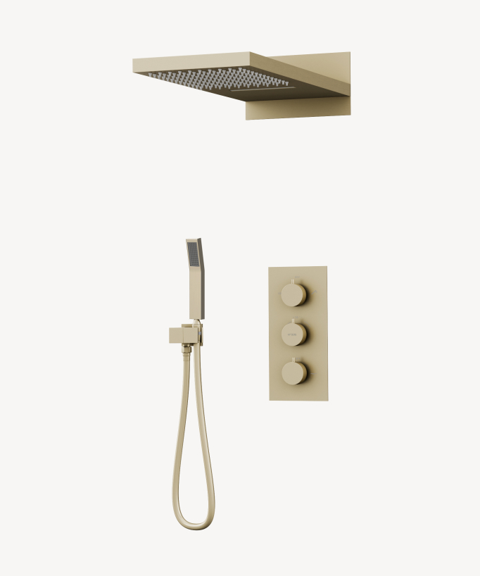 Thermostatic Concealed Shower Column with Dual Function Rain and Waterfall Head - Sirius