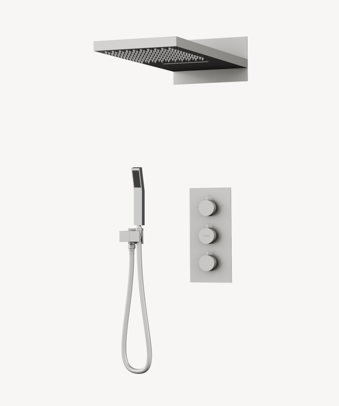 Thermostatic Concealed Shower Column with Dual Function Rain and Waterfall Head - Sirius