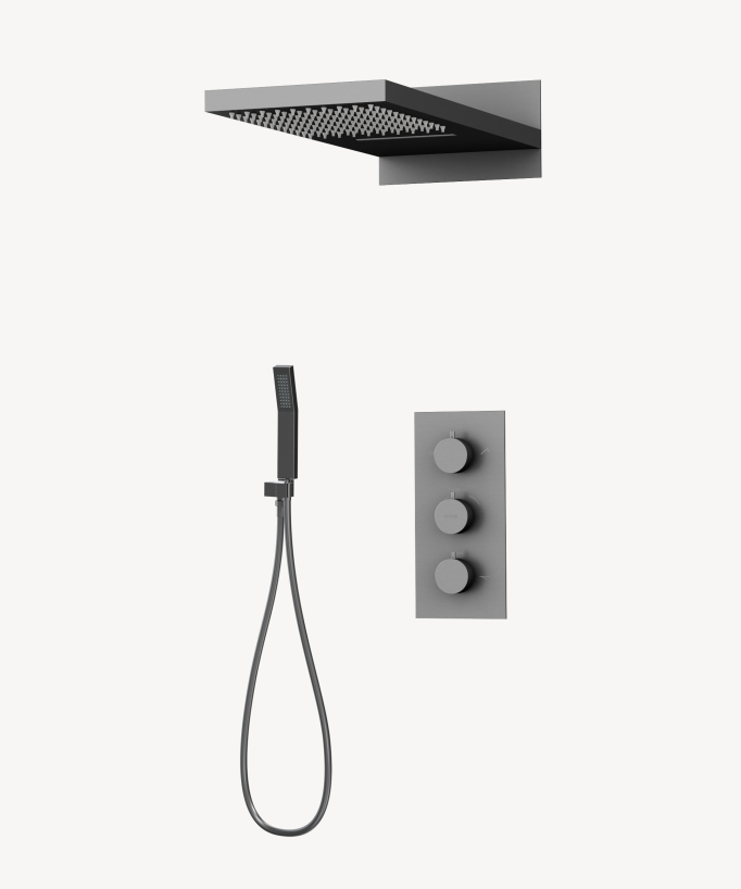 Thermostatic Concealed Shower Column with Dual Function Rain and Waterfall Head - Sirius