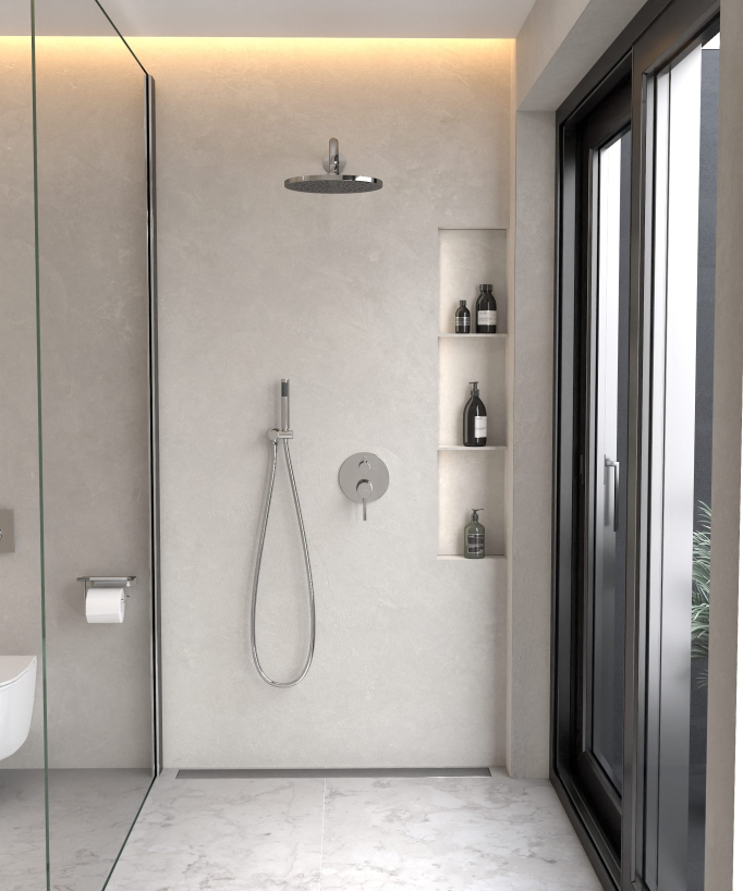 Modern Concealed Shower Kit with Rain Jet - Chrome - Corbeau