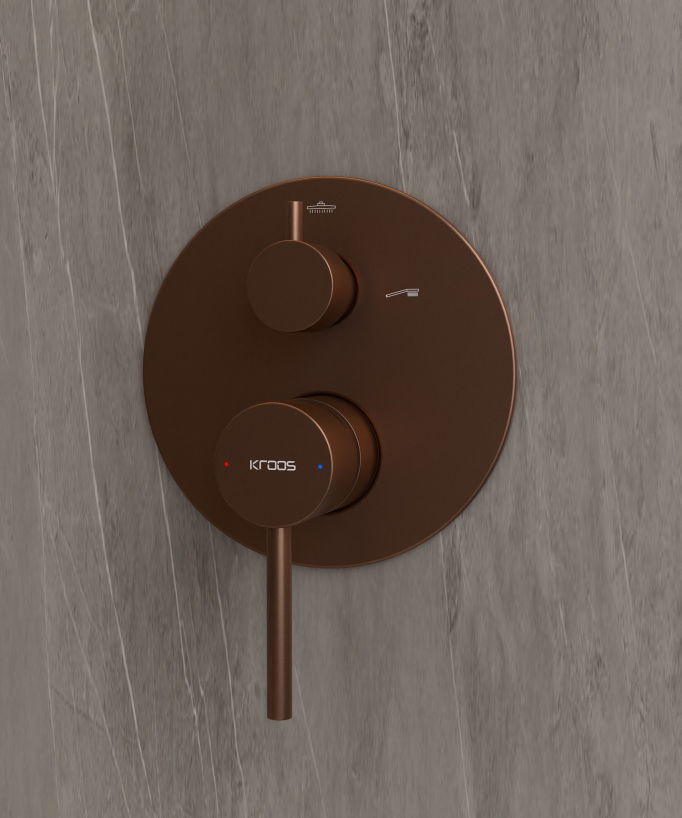 Modern Concealed Shower Kit with Rain Jet - Brushed Rose Gold - Corbeau
