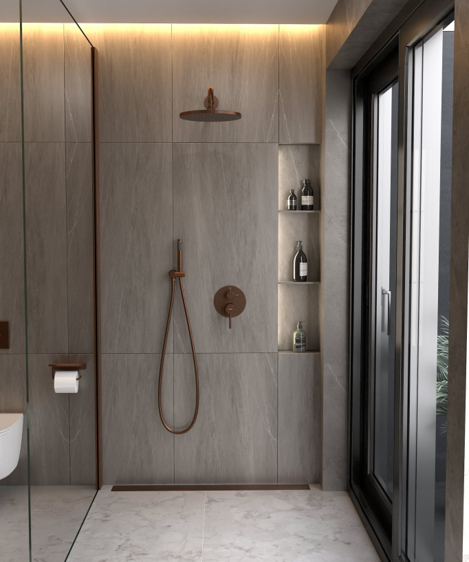 Modern Concealed Shower Kit with Rain Jet - Corbeau