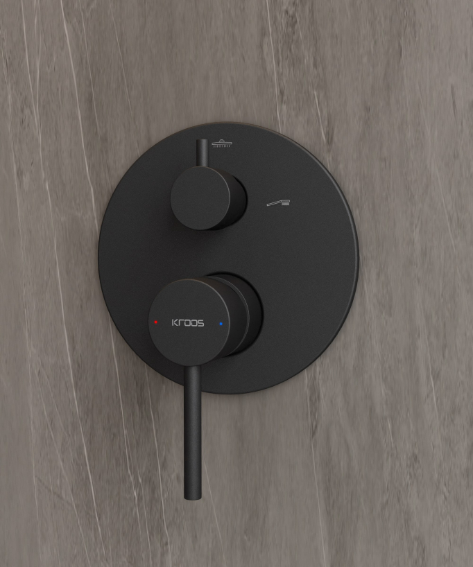 Corbeau Modern Concealed Shower Kit with Rain Jet - Black