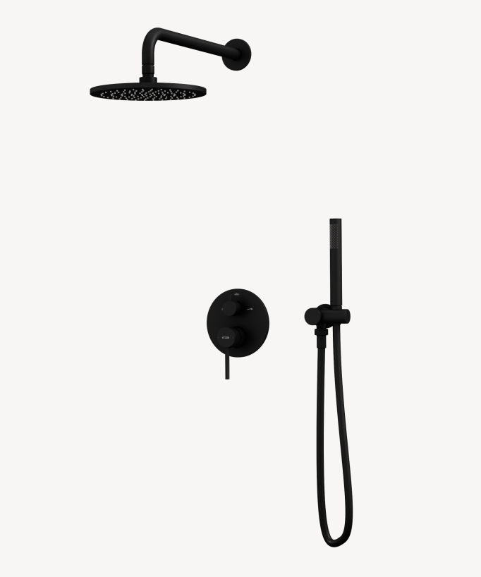 Corbeau Modern Concealed Shower Kit with Rain Jet - Black