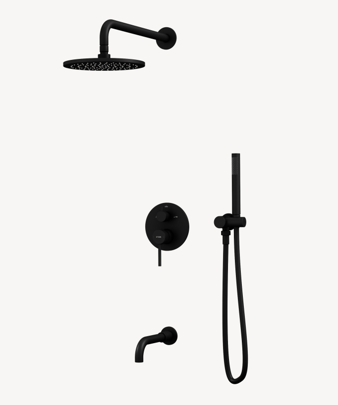 Corbeau Concealed Shower and Bath Column - Black