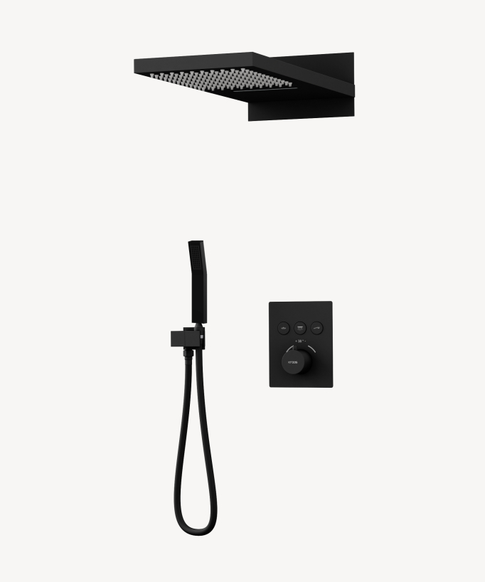 3-Function Thermostatic Concealed Shower Column: Hand Shower, Rain Jet, Waterfall - Sirius