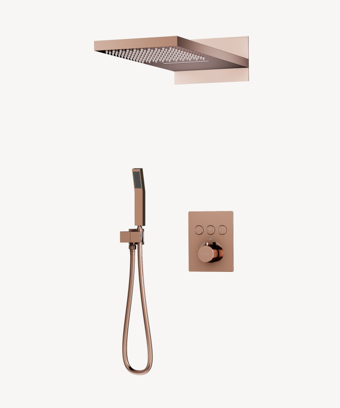 Concealed Thermostatic Shower Column 3 Functions Rose Gold - Sirius
