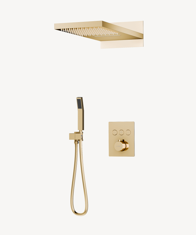 3-Function Thermostatic Concealed Shower Column: Hand Shower, Rain Jet, Waterfall - Sirius