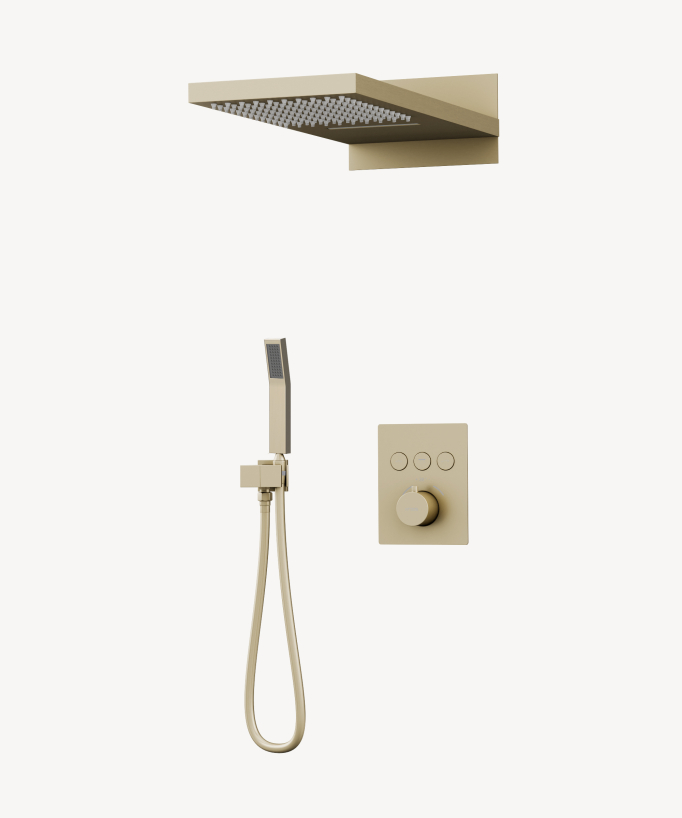 3-Function Thermostatic Concealed Shower Column: Hand Shower, Rain Jet, Waterfall - Sirius