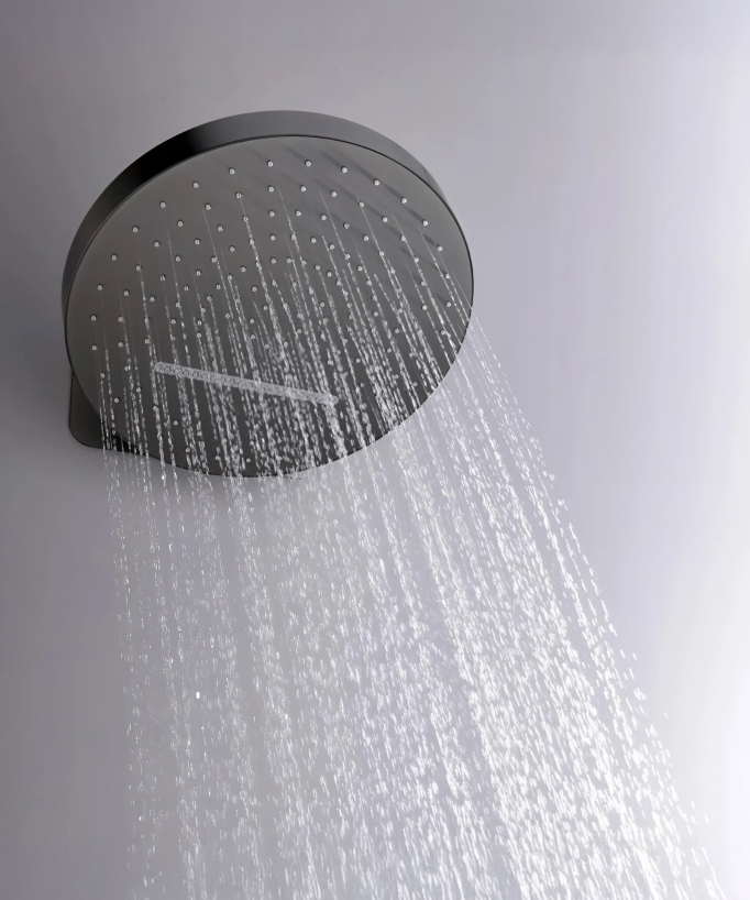 Thermostatic Concealed Shower Mixer Pack with Rain and Waterfall Head - Gunmetal
