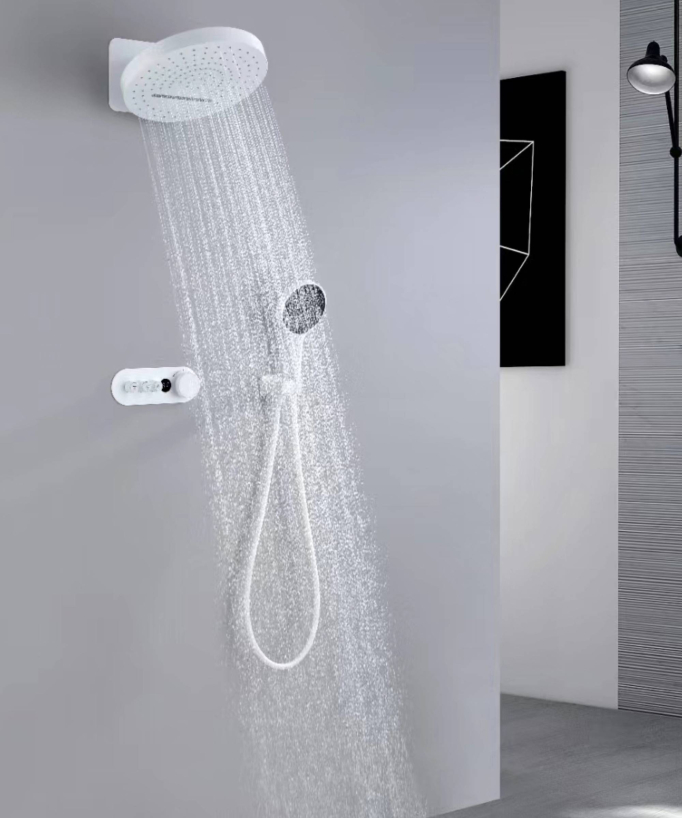 Thermostatic Concealed Shower Mixer Pack with Rain and Waterfall Head - White