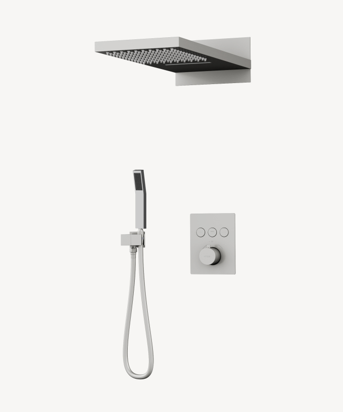 Concealed Thermostatic Shower Column 3 Functions Brushed Nickel - Sirius