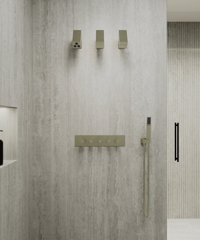 Multi-Function Thermostatic Shower Set with Adjustable Shower Heads Brushed Gold - Sirius