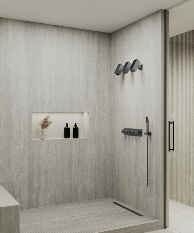 Multi-Function Thermostatic Shower Set with Adjustable Shower Heads Gunmetal - Sirius