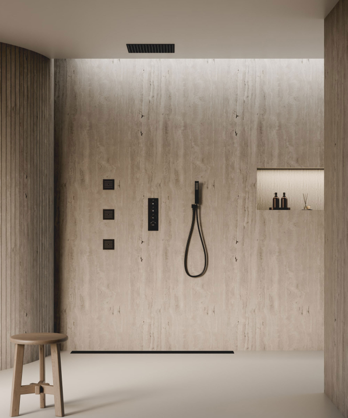 Sirius 500 mm Thermostatic Ceiling-Concealed Shower Sky with 3 Body Jets - Black