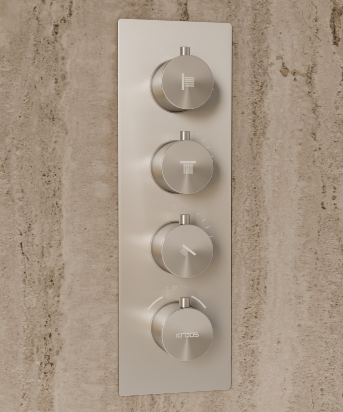 Sirius 500 mm Thermostatic Ceiling-Concealed Shower Sky with 3 Body Jets - Brushed Nickel