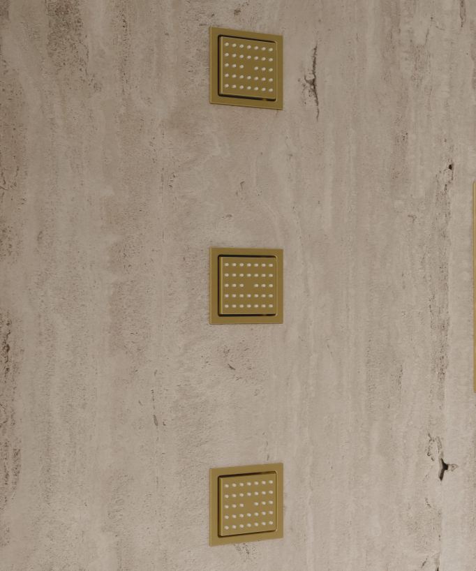 Sirius 500 mm Thermostatic Ceiling-Concealed Shower Sky with 3 Body Jets - Brushed Gold