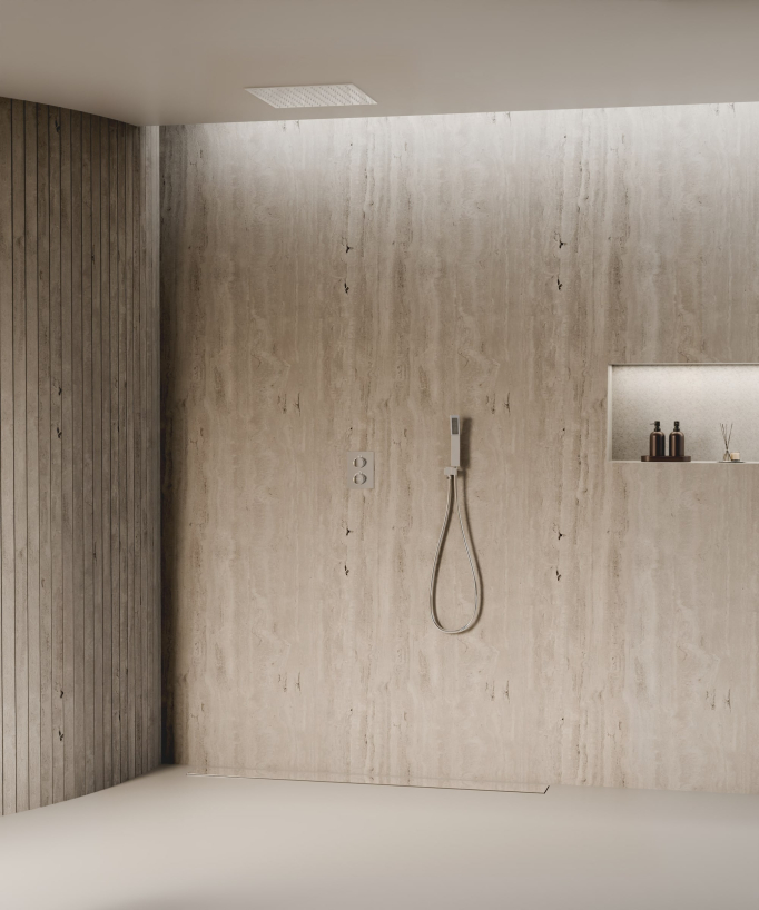 Ceiling-Concealed Thermostatic Shower System - Chrome