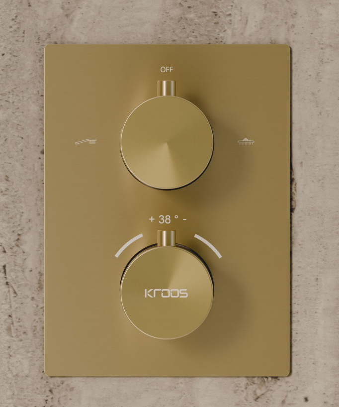 Ceiling-Concealed Thermostatic Shower System - Brushed Gold