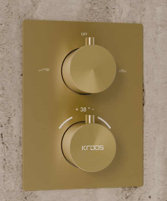 Ceiling-Concealed Thermostatic Shower System - Brushed Gold