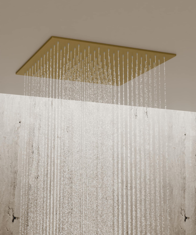 Ceiling-Concealed Thermostatic Shower System - Brushed Gold