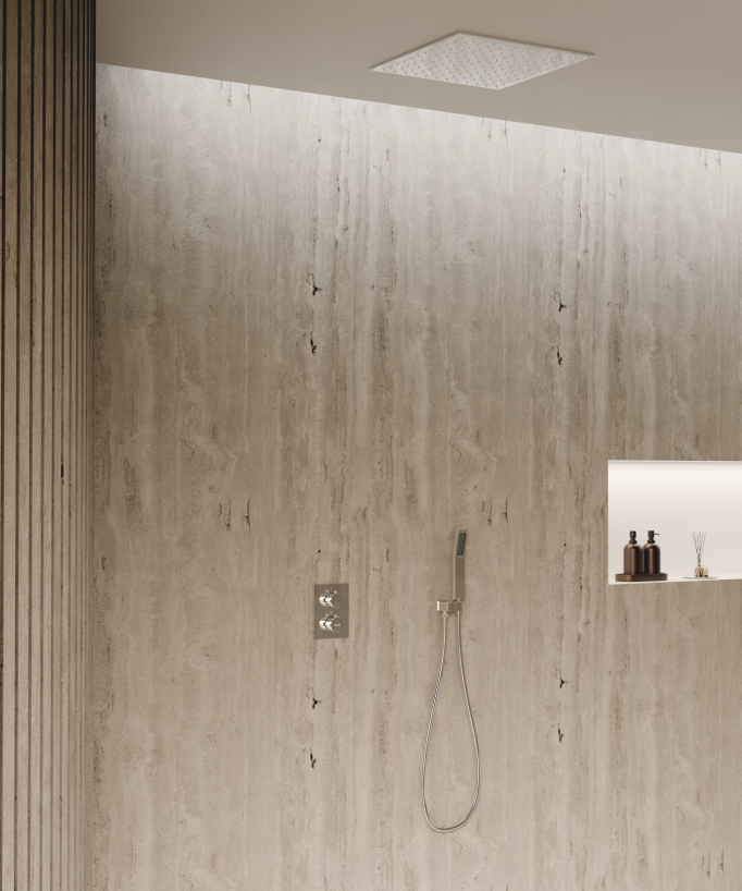 Ceiling-Concealed Thermostatic Shower System - Chrome