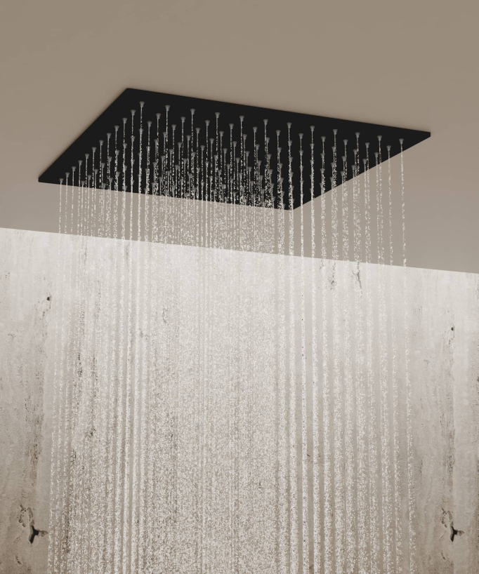 Ceiling-Concealed Thermostatic Shower System - Black