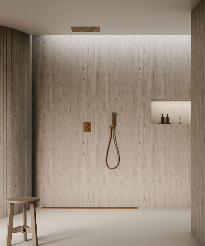 Ceiling-Concealed Thermostatic Shower System - Brushed Rose Gold