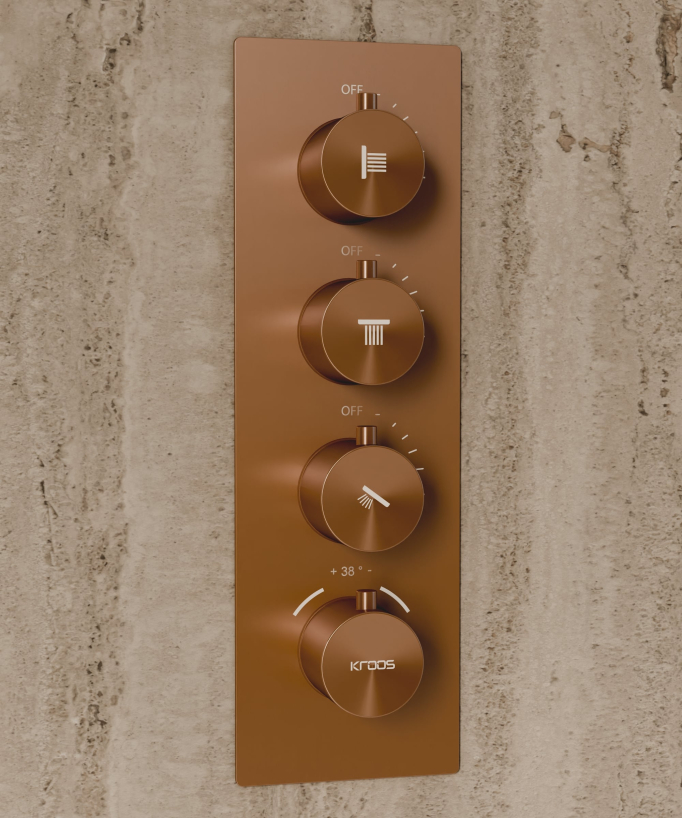 500 mm Thermostatic Ceiling-Concealed Shower Sky with 3 Body Jets - Brushed Rose Gold - Sirius