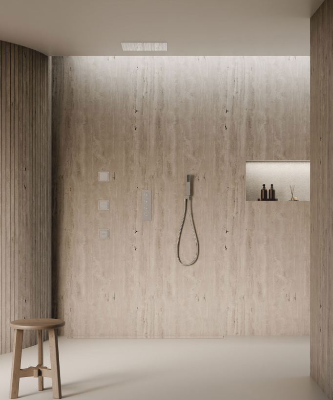 500 mm Thermostatic Ceiling-Concealed Shower Sky with 3 Body Jets - Chrome - Sirius
