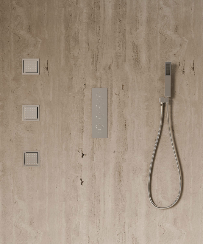 500 mm Thermostatic Ceiling-Concealed Shower Sky with 3 Body Jets - Chrome - Sirius