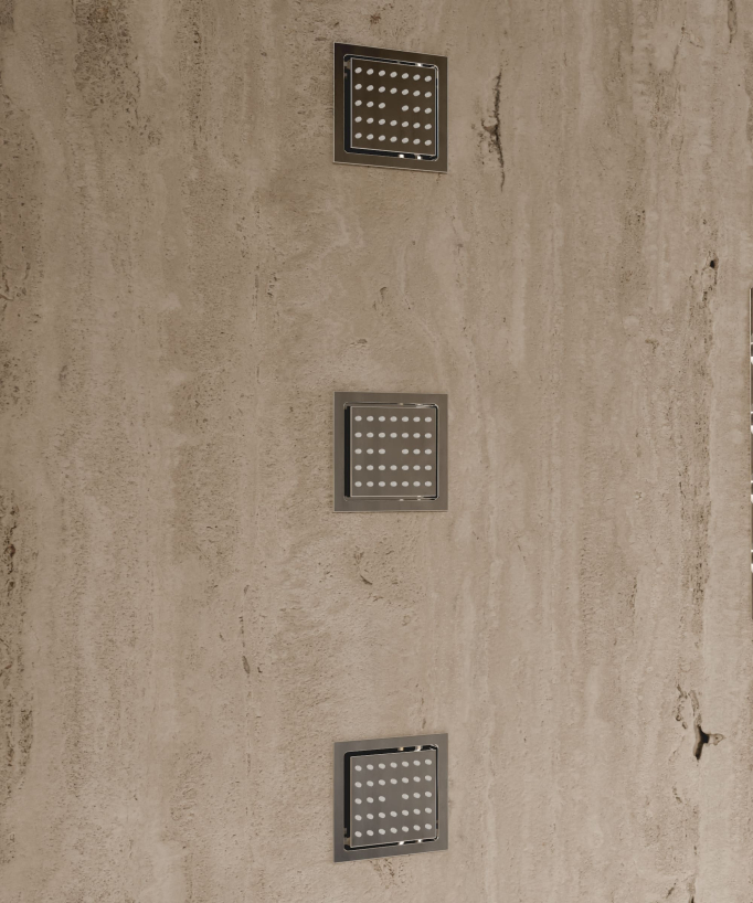 500 mm Thermostatic Ceiling-Concealed Shower Sky with 3 Body Jets - Chrome - Sirius