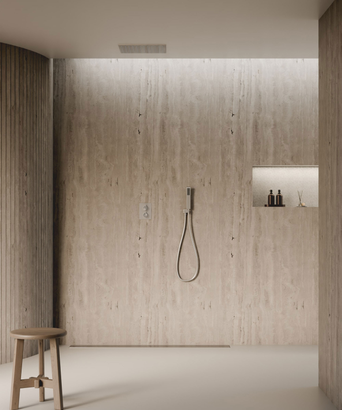 Ceiling-Concealed Thermostatic Shower System - Brushed Nickel