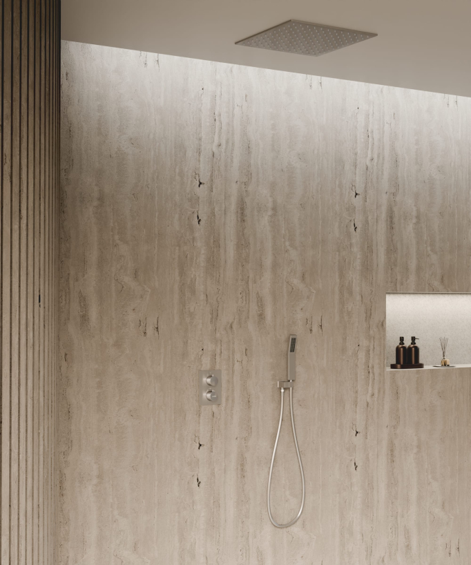 Ceiling-Concealed Thermostatic Shower System - Brushed Nickel