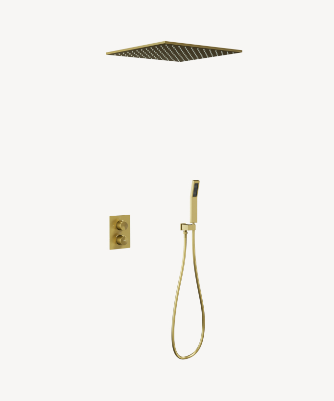 Ceiling Mounted Concealed Thermostatic Shower System Gold - Sirius