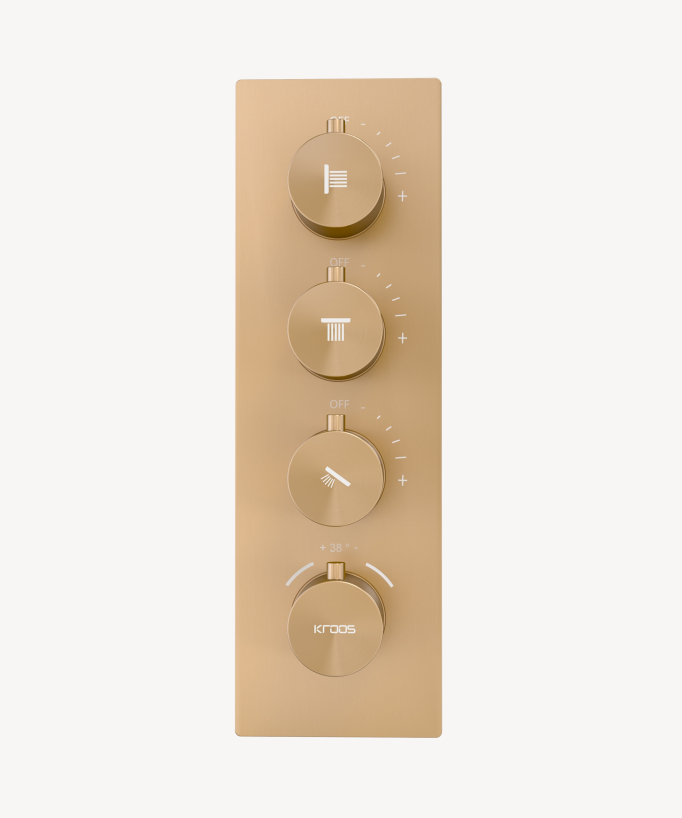 Ceiling Mounted Thermostatic Shower System 500 mm with 3 Body Jets Rose Gold - Sirius