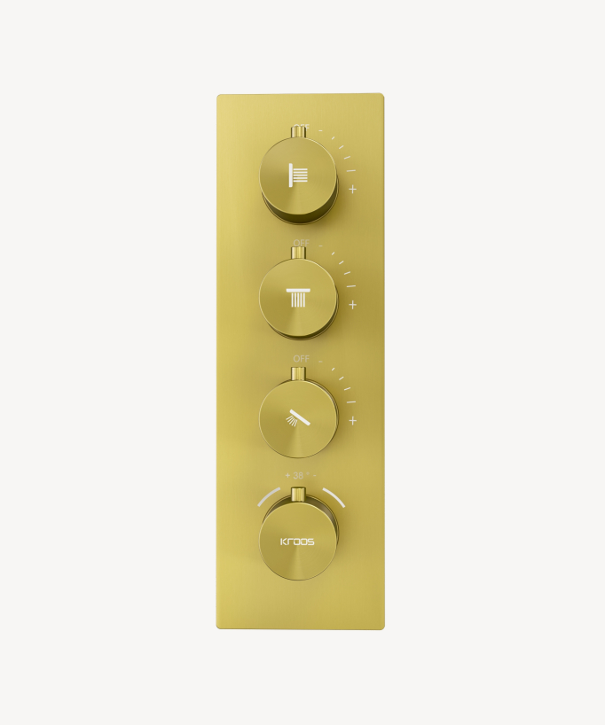 Ceiling Mounted Thermostatic Shower System 500 mm with 3 Body Jets Gold - Sirius