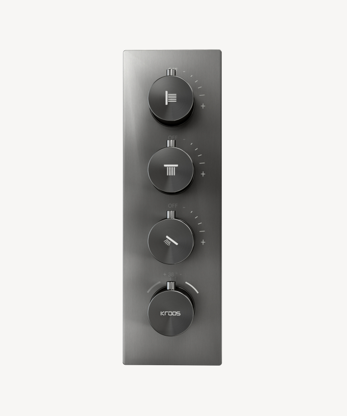 Ceiling Mounted Thermostatic Shower System 500 mm with 3 Body Jets Gunmetal - Sirius