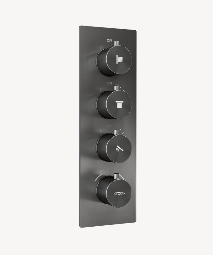 Ceiling Mounted Thermostatic Shower System 500 mm with 3 Body Jets Gunmetal - Sirius