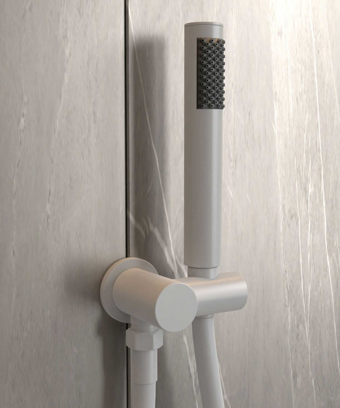 Thermostatic Concealed Shower Column with Anti-Limescale Rain Head - White - Corbeau