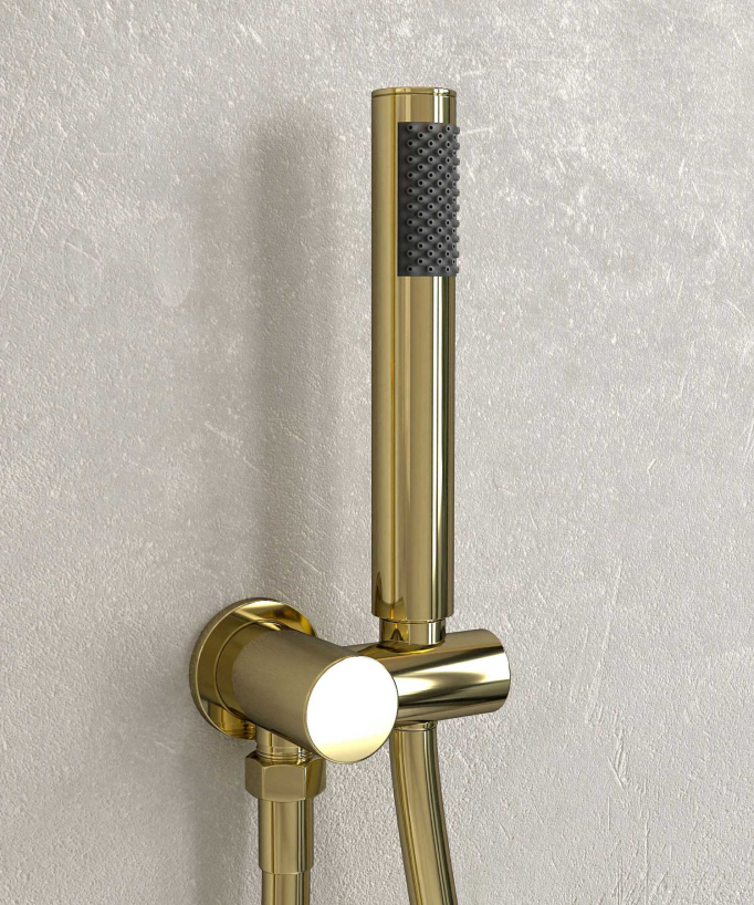 Thermostatic Concealed Shower Column with Anti-Limescale Rain Head - Gold - Corbeau