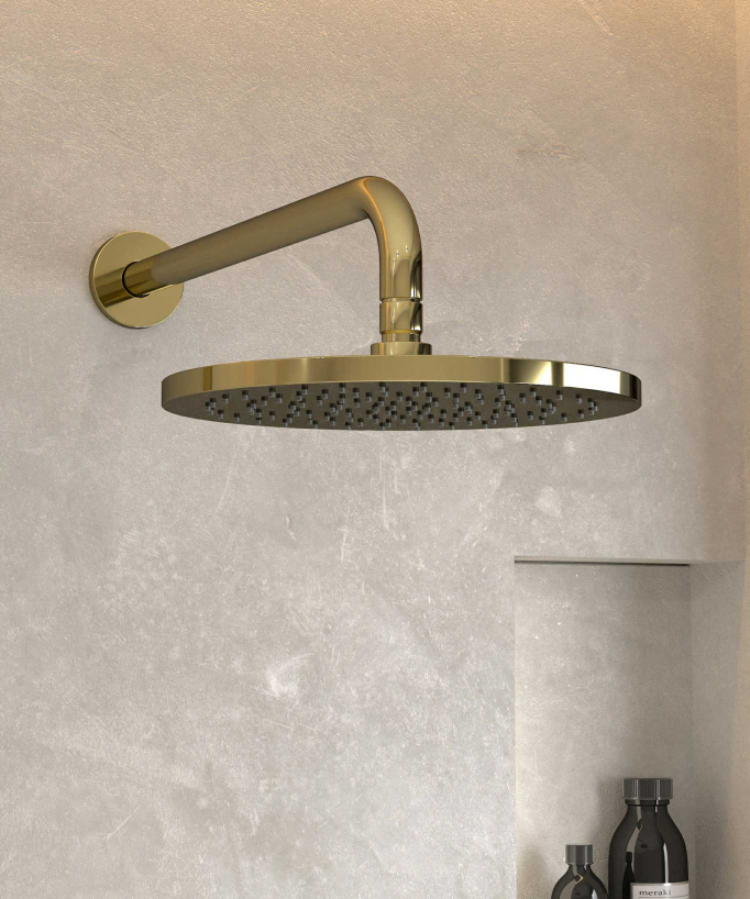 Thermostatic Concealed Shower Column with Anti-Limescale Rain Head - Gold - Corbeau