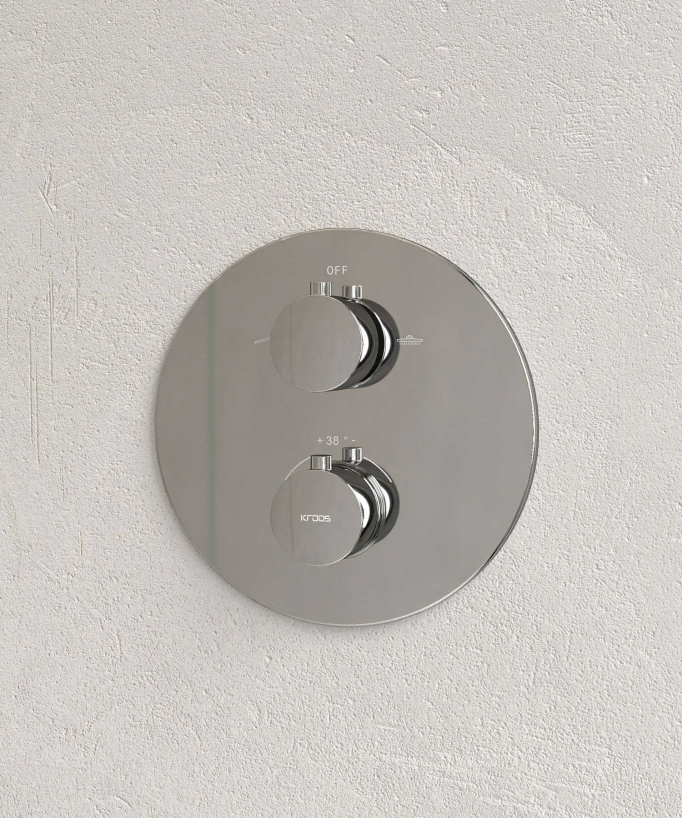 Thermostatic Concealed Shower Column with Anti-Limescale Rain Head - Chrome - Corbeau